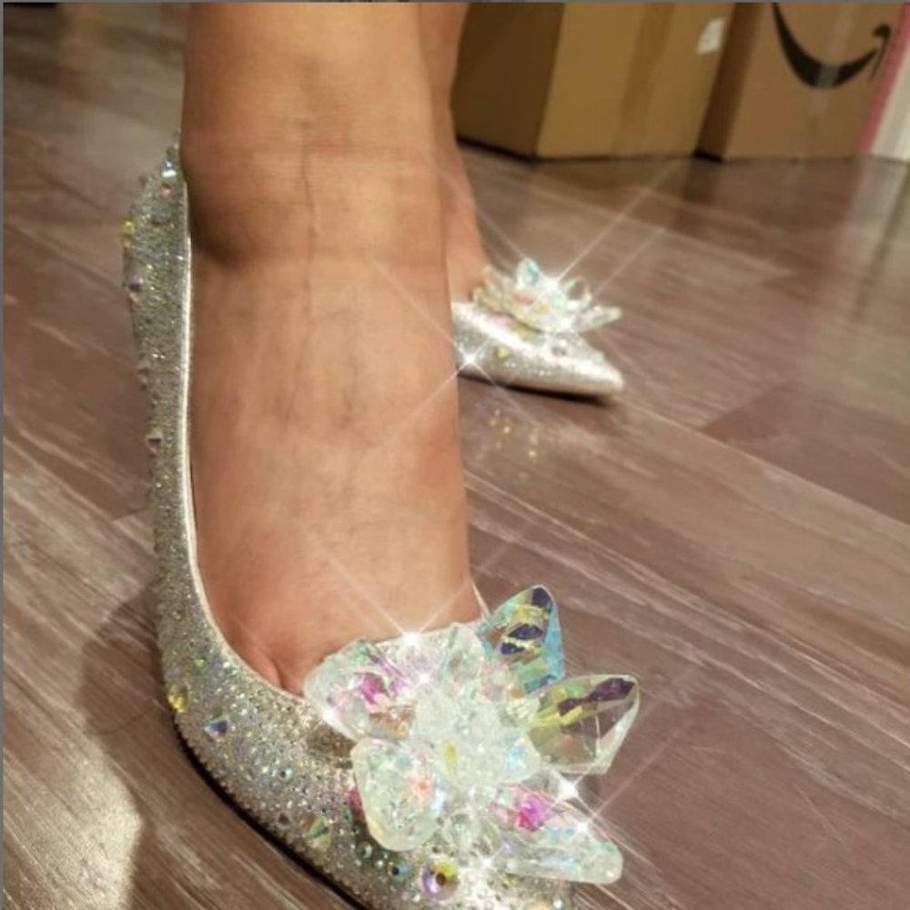 NEW Sparkling Bling Swarovski Crystal Rhinestone Cinderella Wedding Shoe…